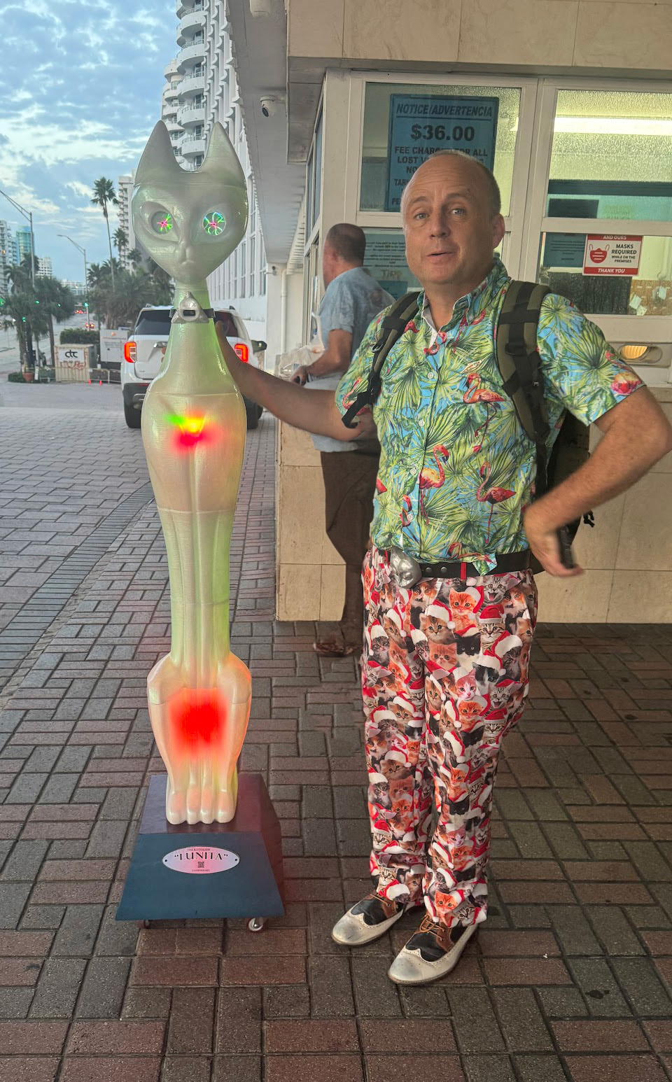 “Lunita” the Kittolith, a 6′ tall version of the Catolith, at Miami Art Week 2023 (photo: Julia Sinelnikova)